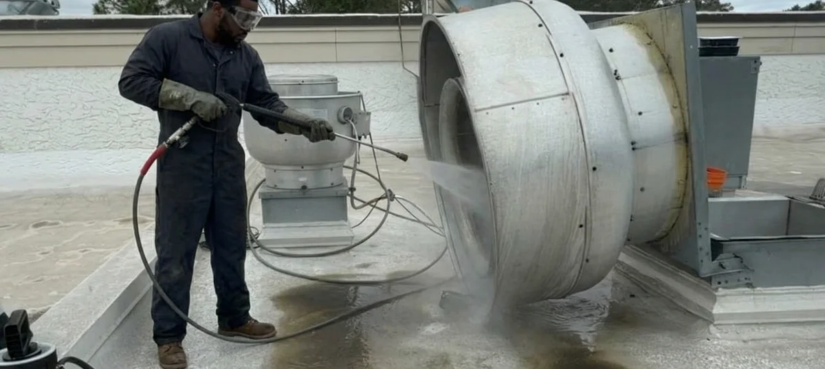 Greensboro Hood Cleaning technician at work